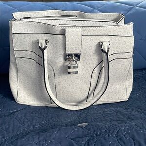 Guess White Satchel with Structured Design